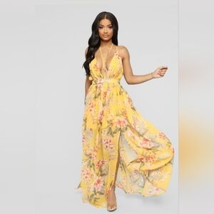 Fashion Nova Last Kiss Maxi Dress - Mustard/Combo